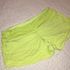 Lululemon bright yellow speed shorts size 8